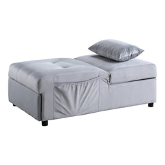 Garrell Gray Velvet Lift Top Storage Bench with Pull-out Bed - Ornate Home