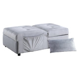 Garrell Gray Velvet Lift Top Storage Bench with Pull-out Bed - Ornate Home