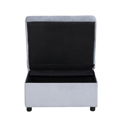 Garrell Gray Velvet Lift Top Storage Bench with Pull-out Bed - Ornate Home