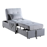 Garrell Gray Velvet Lift Top Storage Bench with Pull-out Bed - Ornate Home