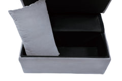 Garrell Gray Velvet Lift Top Storage Bench with Pull-out Bed - Ornate Home