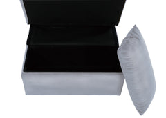 Garrell Gray Velvet Lift Top Storage Bench with Pull-out Bed - Ornate Home