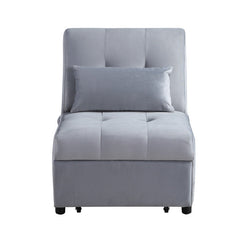 Garrell Gray Velvet Lift Top Storage Bench with Pull-out Bed - Ornate Home