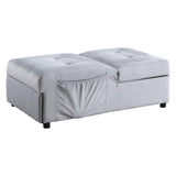 Garrell Gray Velvet Lift Top Storage Bench with Pull-out Bed - Ornate Home