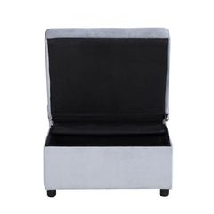 Garrell Gray Velvet Lift Top Storage Bench with Pull-out Bed - Ornate Home