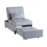 Garrell Gray Velvet Lift Top Storage Bench with Pull-out Bed - Ornate Home