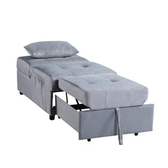 Garrell Gray Velvet Lift Top Storage Bench with Pull-out Bed - Ornate Home