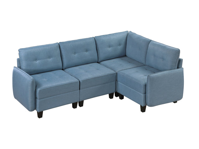 Garren Blue 4-Piece Sectional with Storage - Ornate Home