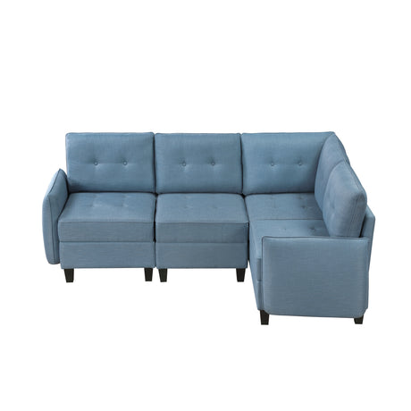 Garren Blue 4-Piece Sectional with Storage - Ornate Home