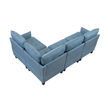 Garren Blue 4-Piece Sectional with Storage - Ornate Home
