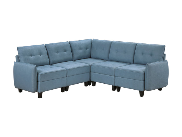 Garren Blue 5-Piece Sectional with Storage - Ornate Home