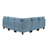 Garren Blue 5-Piece Sectional with Storage - Ornate Home