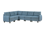 Garren Blue 6-Piece Sectional with Storage - Ornate Home