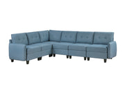 Garren Blue 6-Piece Sectional with Storage - Ornate Home