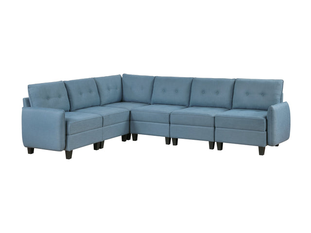 Garren Blue 6-Piece Sectional with Storage - Ornate Home