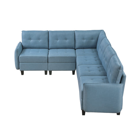 Garren Blue 6-Piece Sectional with Storage - Ornate Home