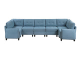 Garren Blue 7-Piece Sectional with Storage - Ornate Home