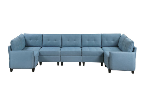 Garren Blue 7-Piece Sectional with Storage - Ornate Home