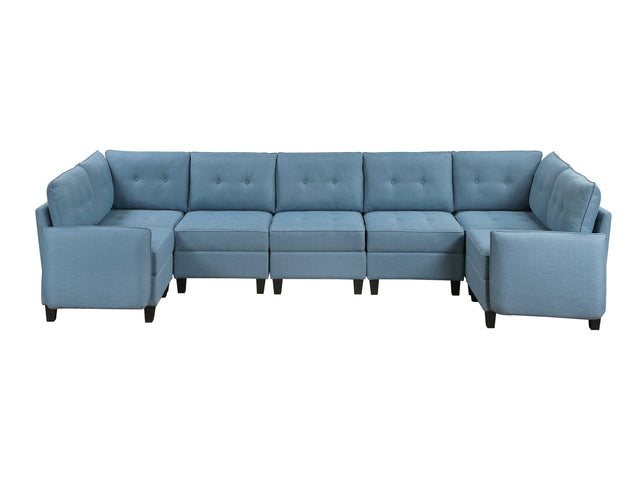 Garren Blue 7-Piece Sectional with Storage - Ornate Home