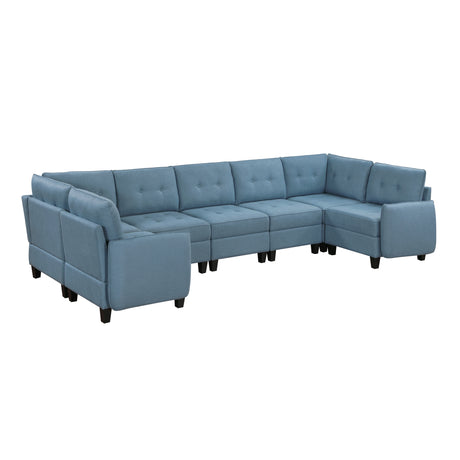 Garren Blue 7-Piece Sectional with Storage - Ornate Home
