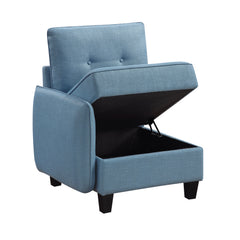 Garren Blue 7-Piece Sectional with Storage and Ottoman - Ornate Home