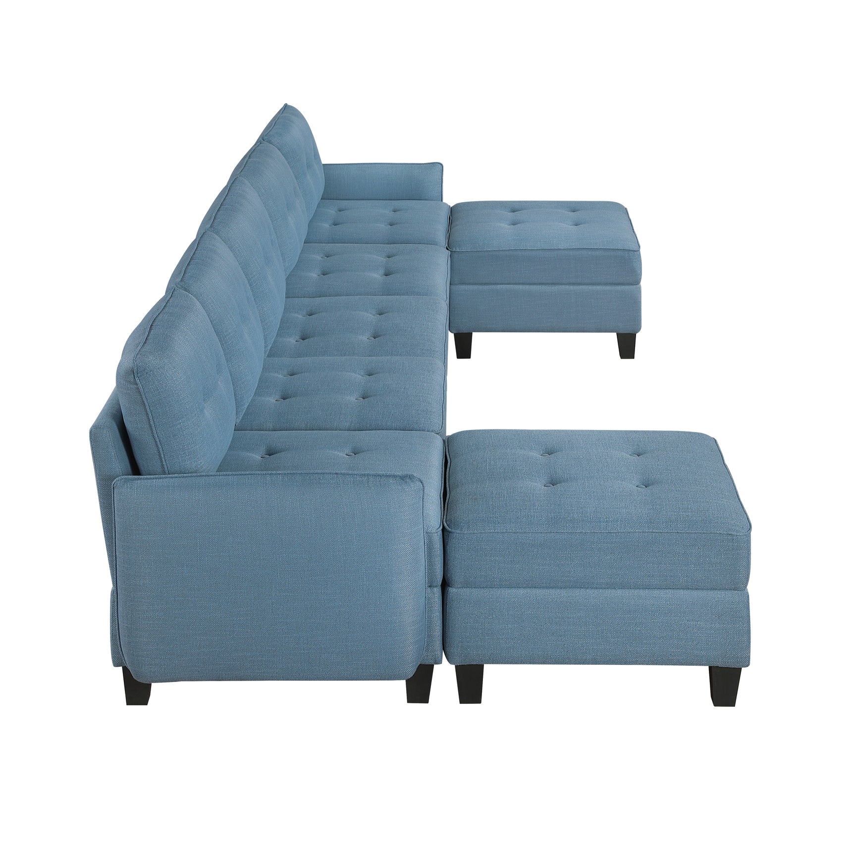 Garren Blue 7-Piece Sectional with Storage and Two Ottomans - Ornate Home