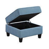 Garren Blue Ottoman with Storage - Ornate Home