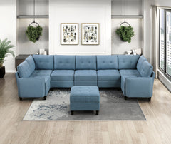 Garren Blue Ottoman with Storage - Ornate Home