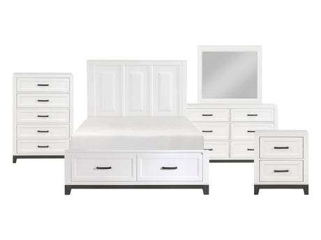 Garretson White 5-Piece Queen Bedroom Set - Ornate Home