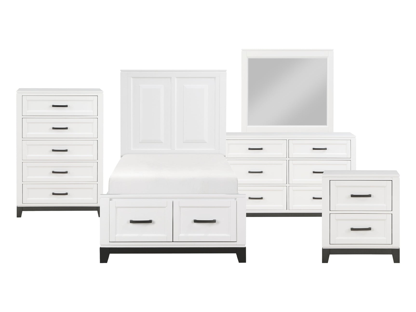Garretson White 5-Piece Twin Bedroom Set - Ornate Home
