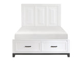 Garretson White / Metallic Gray Queen Platform Bed w/Footboard Storage - Ornate Home