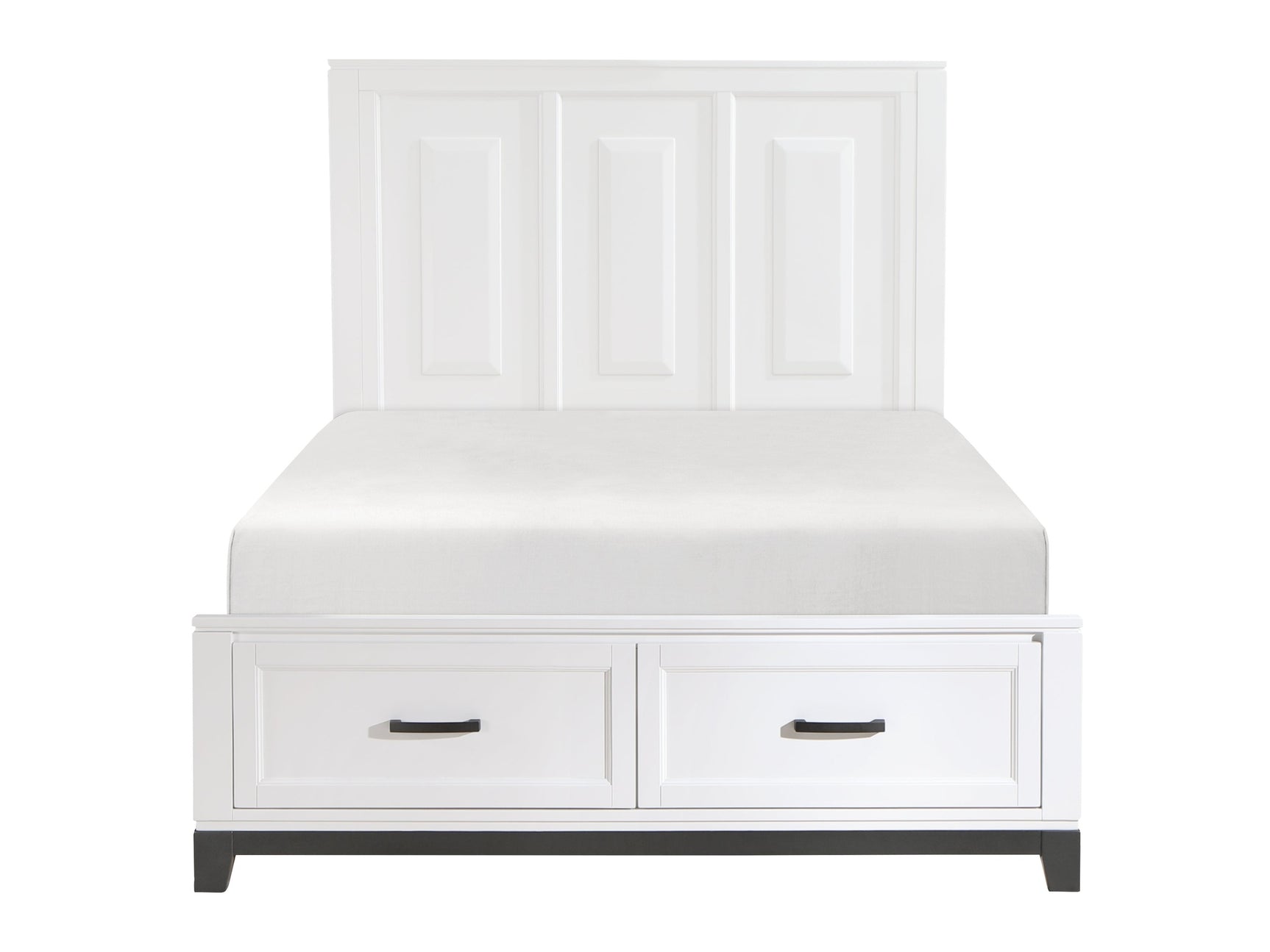 Garretson White / Metallic Gray Queen Platform Bed w/Footboard Storage - Ornate Home