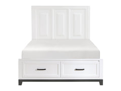 Garretson White / Metallic Gray Queen Platform Bed w/Footboard Storage - Ornate Home