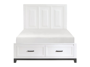 Garretson White / Metallic Gray Queen Platform Bed w/Footboard Storage - Ornate Home