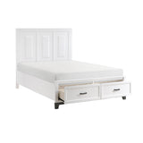 Garretson White / Metallic Gray Queen Platform Bed w/Footboard Storage - Ornate Home