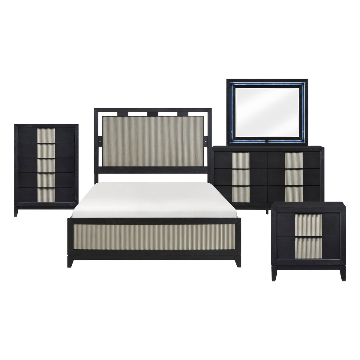 Garrison Black 5pc Bedroom Set - Ornate Home