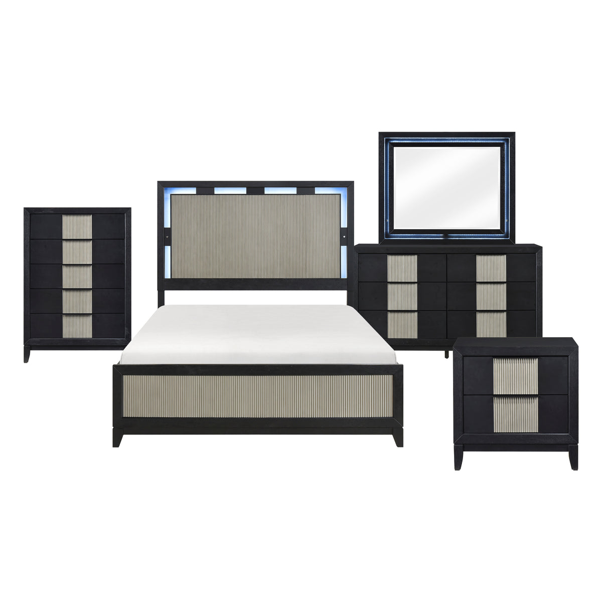 Garrison Black 5pc Bedroom Set - Ornate Home