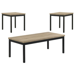 Garza Greige Oak 3-Piece Rectangular Coffee Table Set - Ornate Home