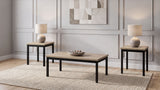 Garza Greige Oak 3-Piece Rectangular Coffee Table Set