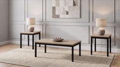Garza Greige Oak 3-Piece Rectangular Coffee Table Set - Ornate Home