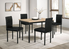 Garza Greige Oak/Black 5-piece Rectangular Dining Table - Ornate Home