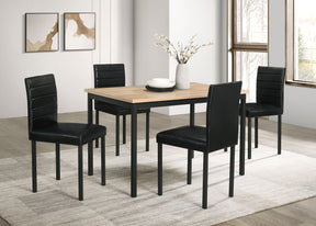 Garza Greige Oak/Black 5-piece Rectangular Dining Table - Ornate Home