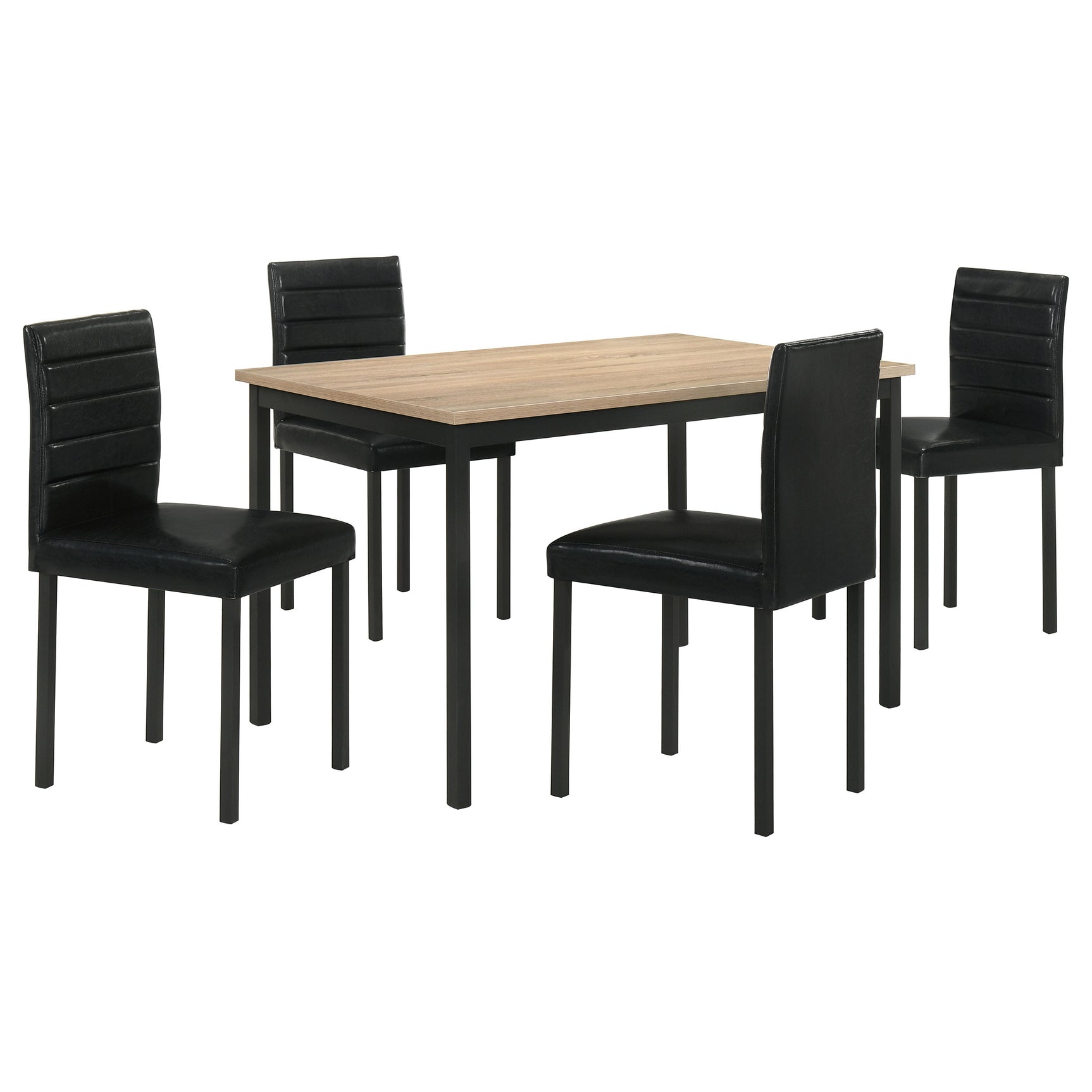 Garza Greige Oak/Black 5-piece Rectangular Dining Table - Ornate Home