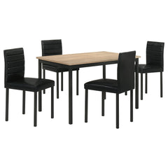 Garza Greige Oak/Black 5-piece Rectangular Dining Table - Ornate Home