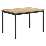 Garza Greige Oak/Black 5-piece Rectangular Dining Table - Ornate Home