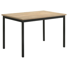 Garza Greige Oak/Black 5-piece Rectangular Dining Table - Ornate Home