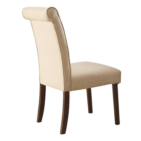 Gasha Side Chair (Set of 2) in Beige/Walnut - Ornate Home