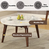 Gasha White Marble & Walnut Coffee Table - Ornate Home