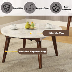 Gasha White Marble & Walnut Coffee Table - Ornate Home