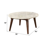 Gasha White Marble & Walnut Coffee Table - Ornate Home